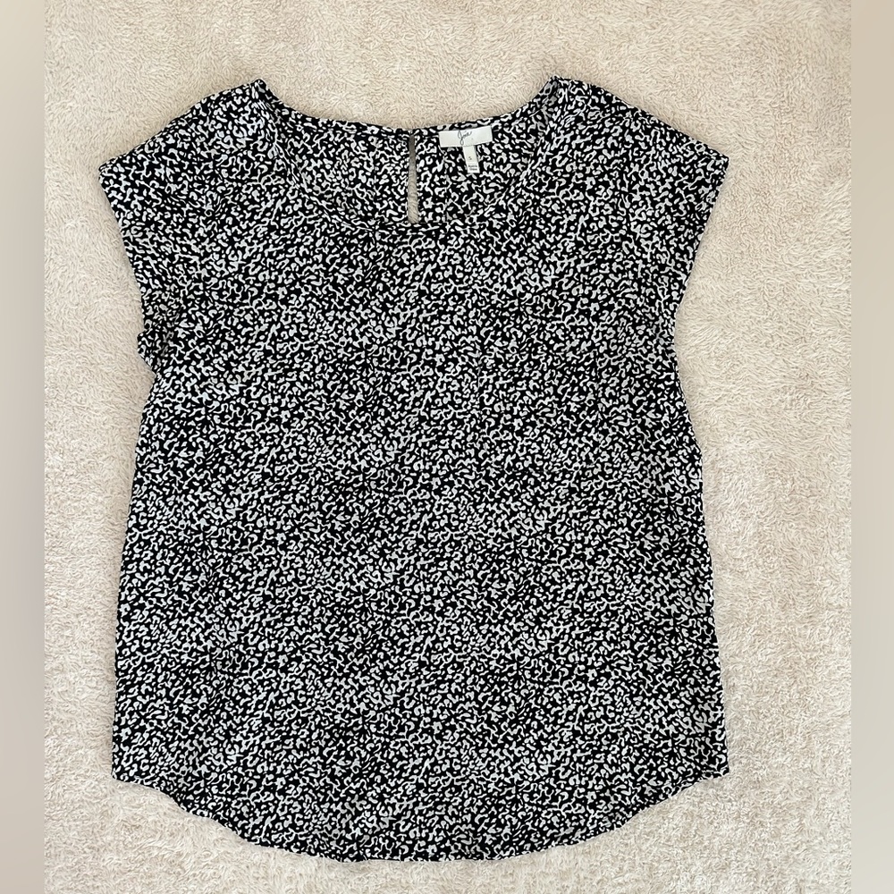 Joie Silk Animal Cheetah Leopard Print Blouse Top Black white size small
